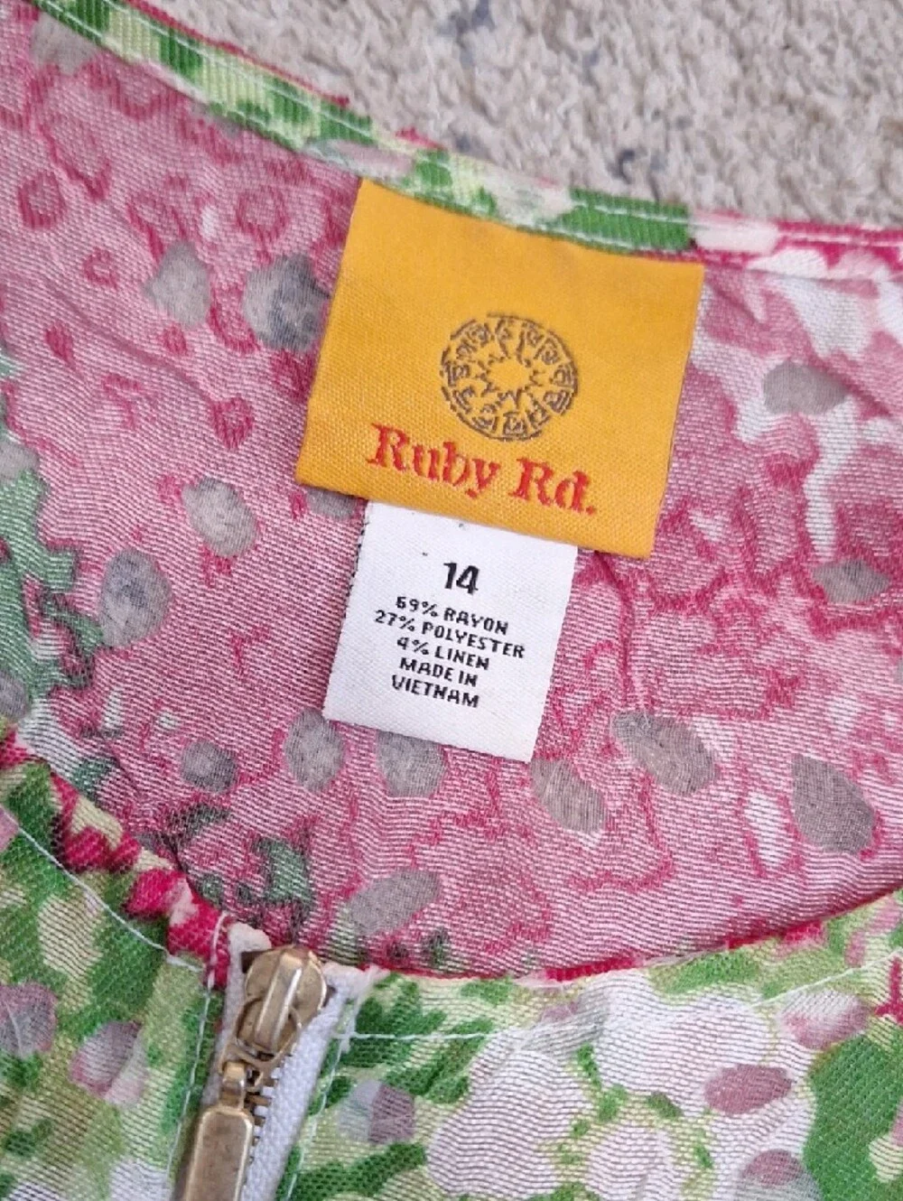 Ruby Rd Women's Floral Semi Sheer Zip Front Peplum Jacket Size 14